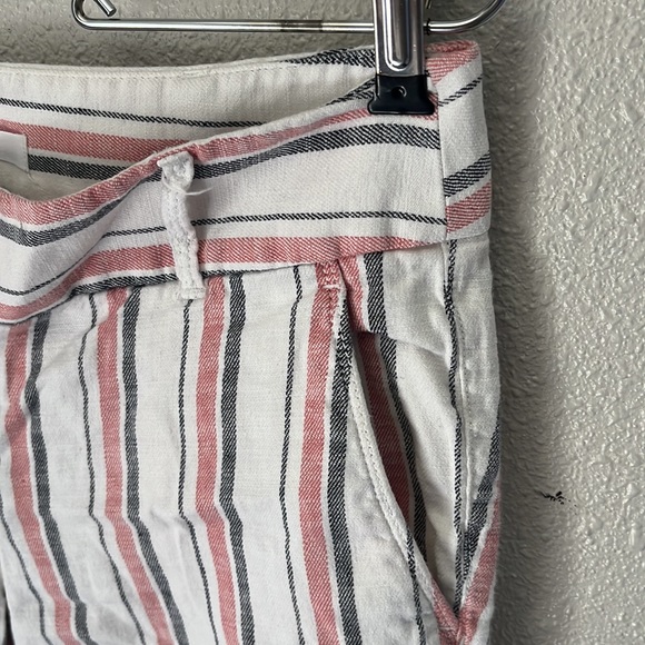 Loft Womens Pant White Linen Striped Marisa Coastal Grandma Academia Ankle - Picture 4 of 9